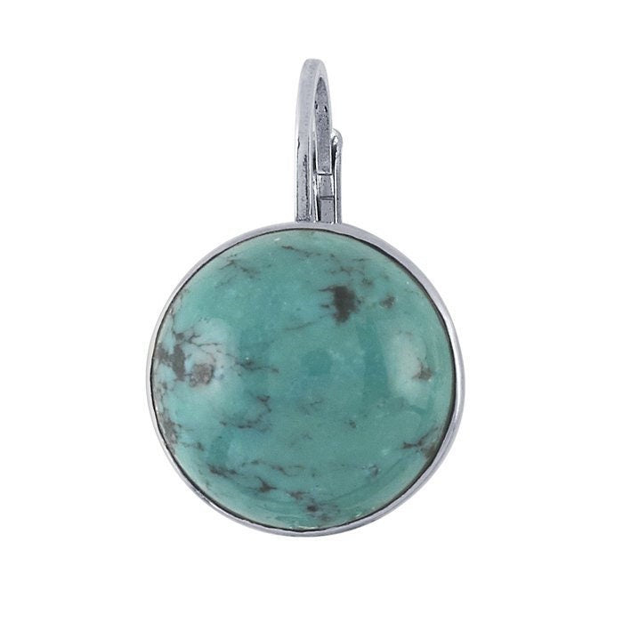 Sterling silver lever-back ear wire mounting with a round bezel, sold in pairs