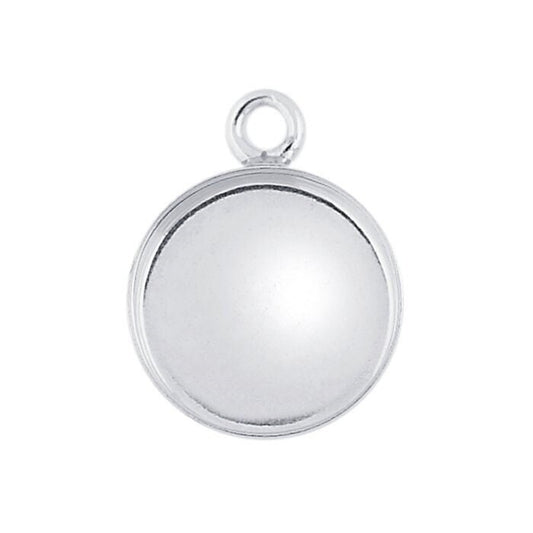 Sterling silver round  bezel  component, Cabochon or resin mounting