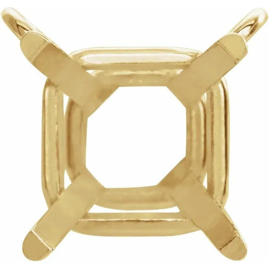 14k Gold Square 4-Prong Necklace Center Mounting