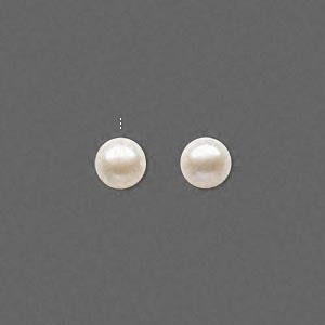 Freshwater cultured half-drilled round pearl, a-grade, choose size...