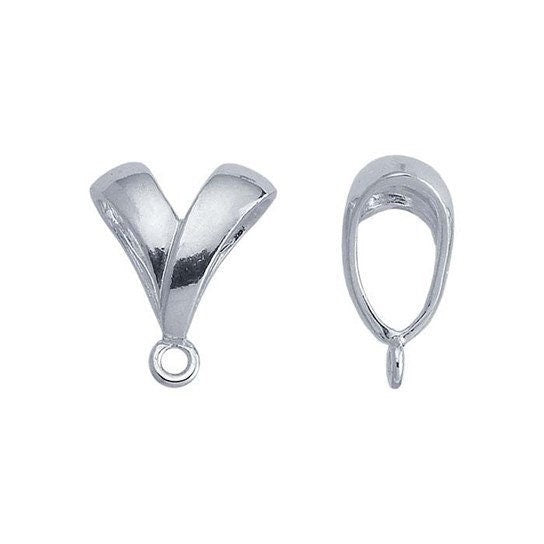 Sterling silver v-shape pendant bail with ring