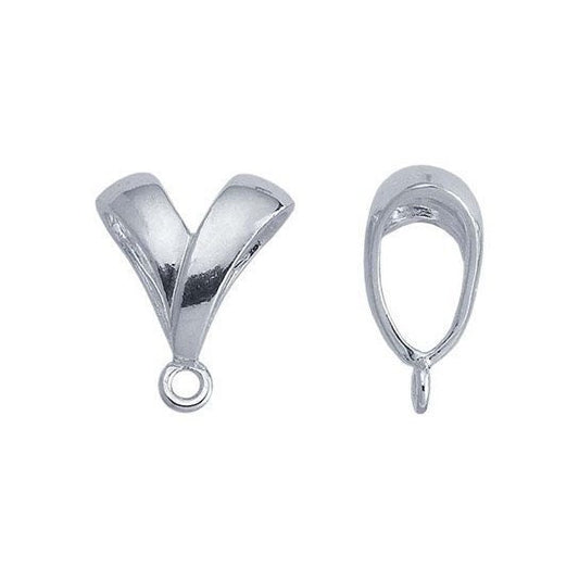 Sterling silver v-shape pendant bail with ring