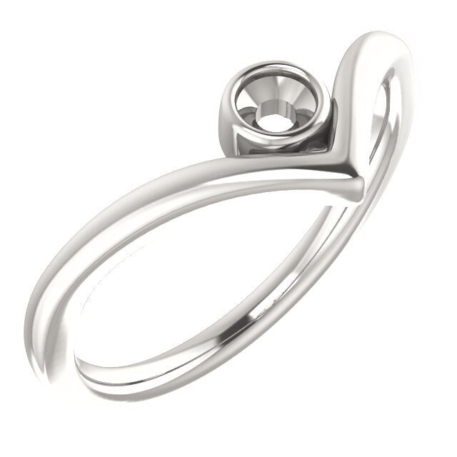 3 mm Round Bezel-Set V Ring Mounting, available in 14k or Sterling Silver