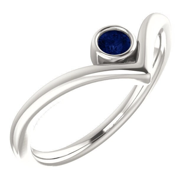 3 mm Round Bezel-Set V Ring Mounting, available in 14k or Sterling Silver