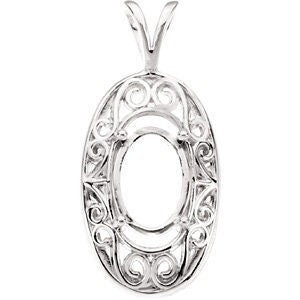 14k oval pendant mounting, available in white, yellow, rose gold, and sterling silver on request. choose your mounting size