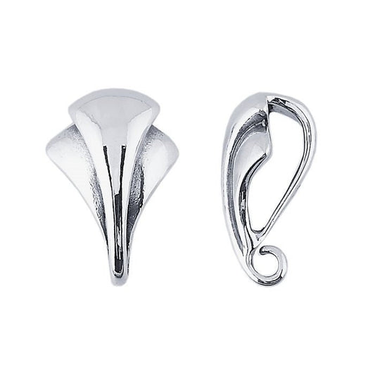 Sterling Silver Fluted Pendant Bail with Ring