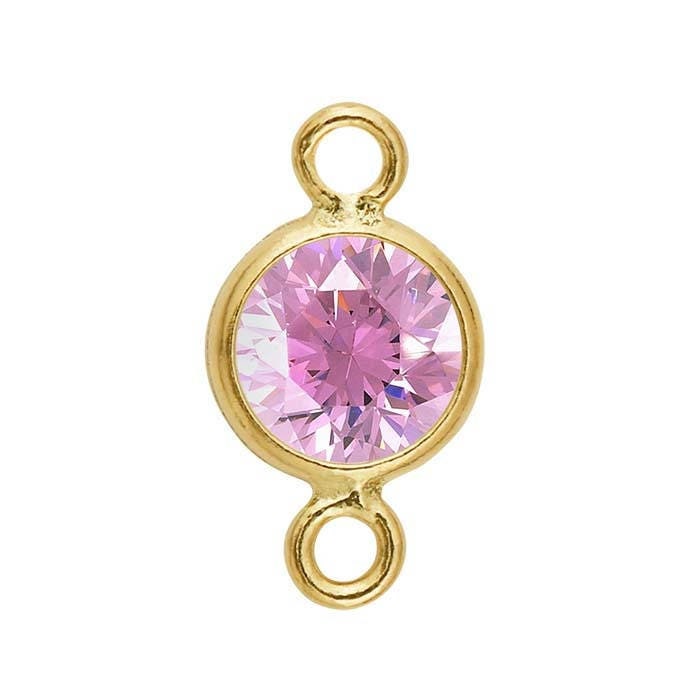 14k yellow gold 4mm round bezel link component mounting