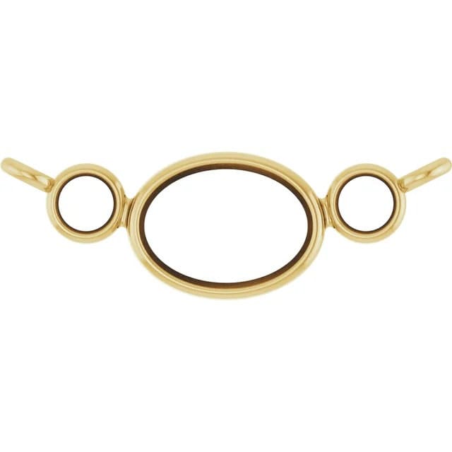Oval bezel-set necklace center available in 10k and 14k Gold, or Sterling Silver