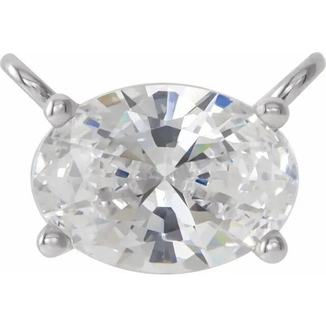 Oval 4-prong basket necklace center, choose your size and metal