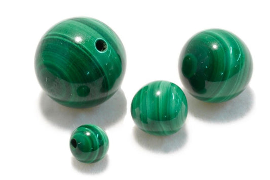 Malachite half-drilled beads, select your size. sold as single bead.