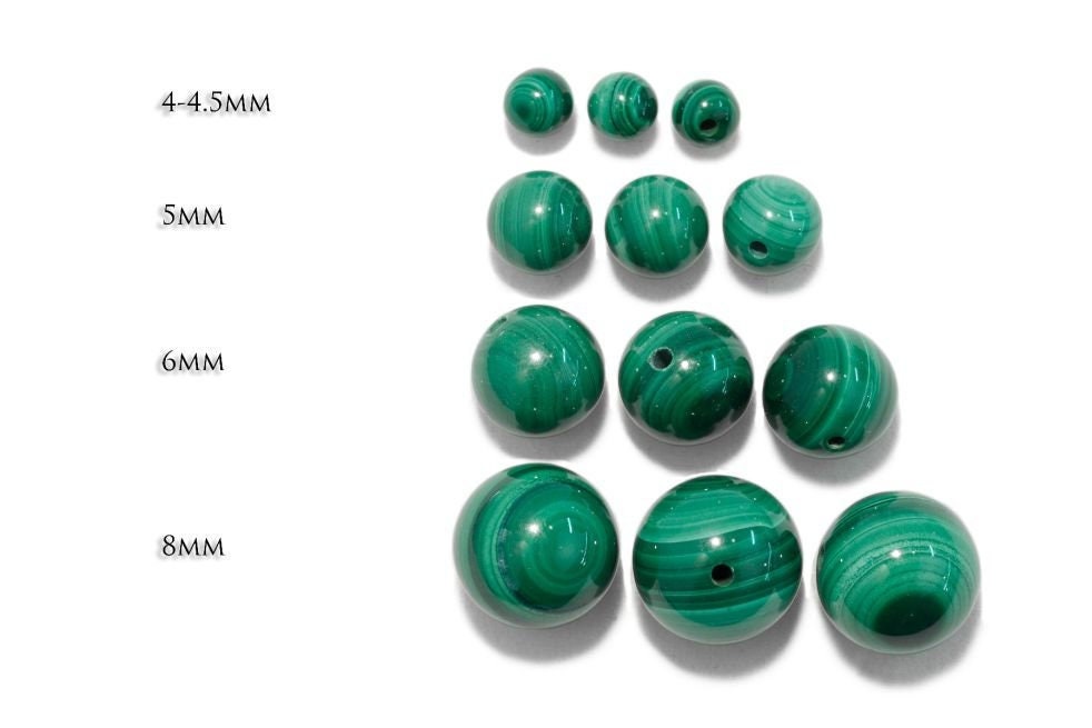 Malachite half-drilled beads, select your size. sold as single bead.