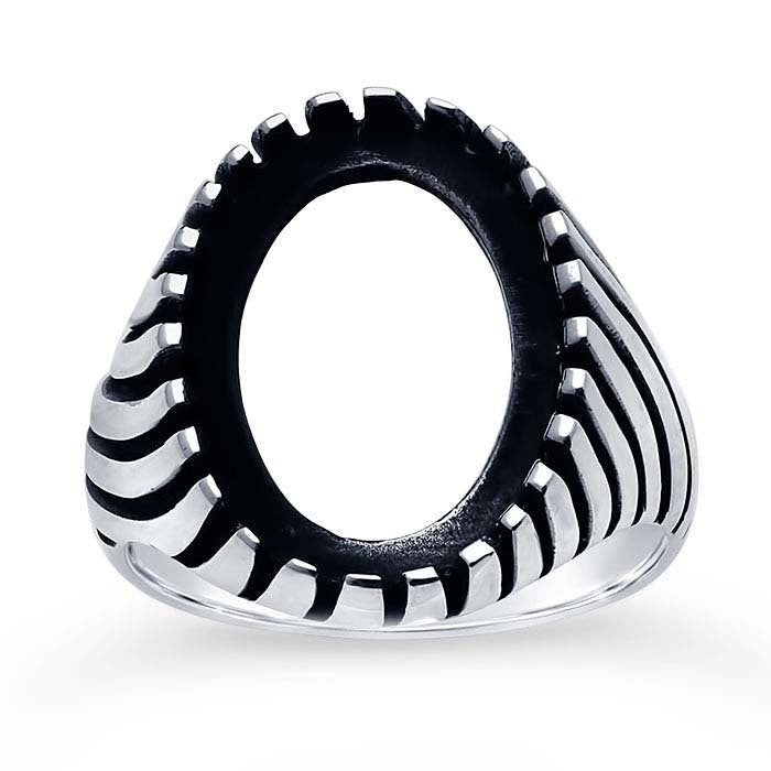Men's 925 sterling silver oval cabochon ring mounting, size options available