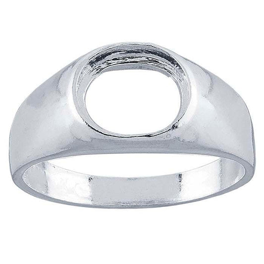 Men's Sterling Silver Oval Ring Mounting, Size 10 (10x8mm)