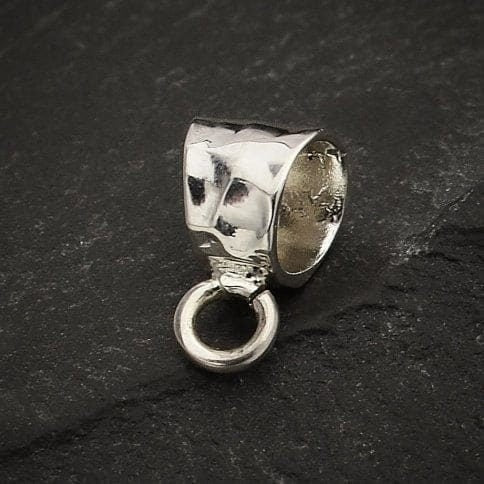 Silver pendant bail with front facing open ring 9x5mm