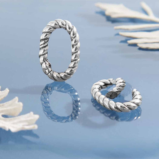 Removable Twisted Wire Oval Charm Holder 17x11mm in 925 Sterling Silver