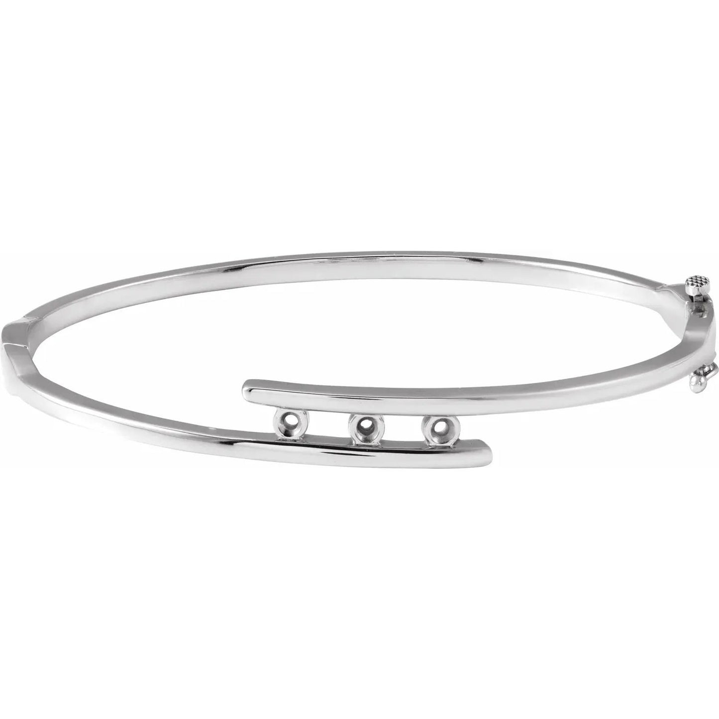 Round Three-Stone Bangle 6 3/4” Bracelet Mounting for 3.2mm Gemstones in 925 Sterling Silver or 14k Gold