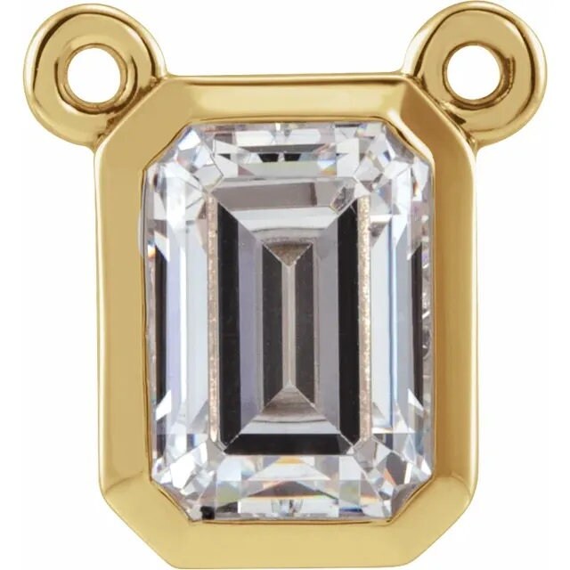 14k Gold Emerald Bezel Necklace Center Mounting, 3 sizes available