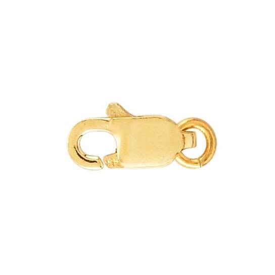14K Solid White or Yellow Gold Oval Lobster Clasp, with ring,  choose your size