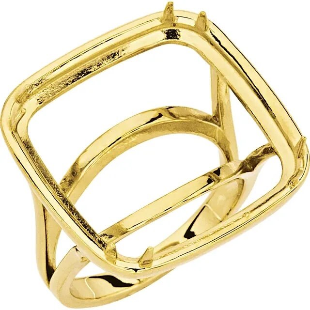 Cushion Ring Mounting: Sterling Silver or Gold, Customizable Setting