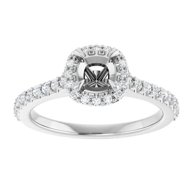 14K White Gold Cushion Lab-Grown Diamond Halo Engagement Ring (3/8 CTW)
