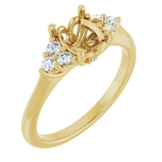 14K Oval 1/5 CTW Natural Diamond Semi-Set Engagement Ring available in yellow or white gold in 2 setting sizes.