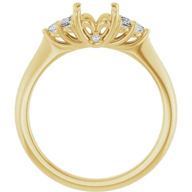 14K Oval 1/5 CTW Natural Diamond Semi-Set Engagement Ring available in yellow or white gold in 2 setting sizes.