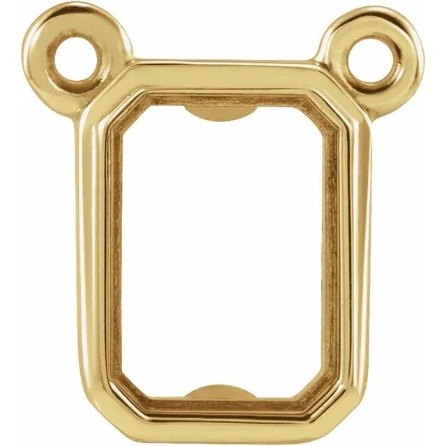 14k Gold Emerald Bezel Necklace Center Mounting, 3 sizes available