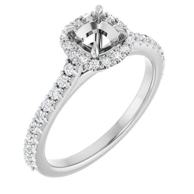 14K White Gold Cushion Lab-Grown Diamond Halo Engagement Ring (3/8 CTW)