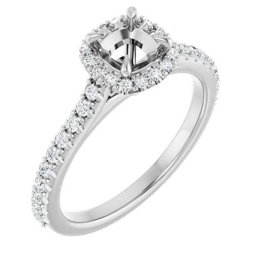14K White Gold Cushion Lab-Grown Diamond Halo Engagement Ring (3/8 CTW)