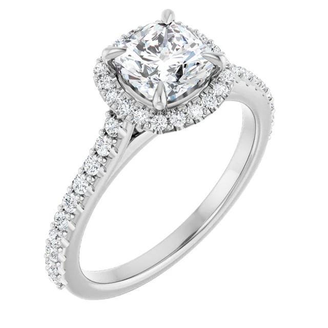 14K White Gold Cushion Lab-Grown Diamond Halo Engagement Ring (3/8 CTW)