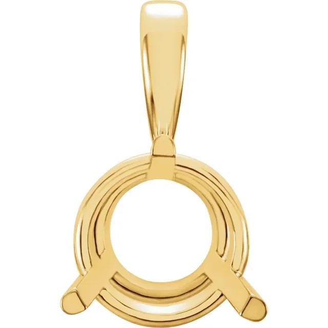 14K Gold 3-Prong Pendant Mounting: Traditional Gemstone Setting