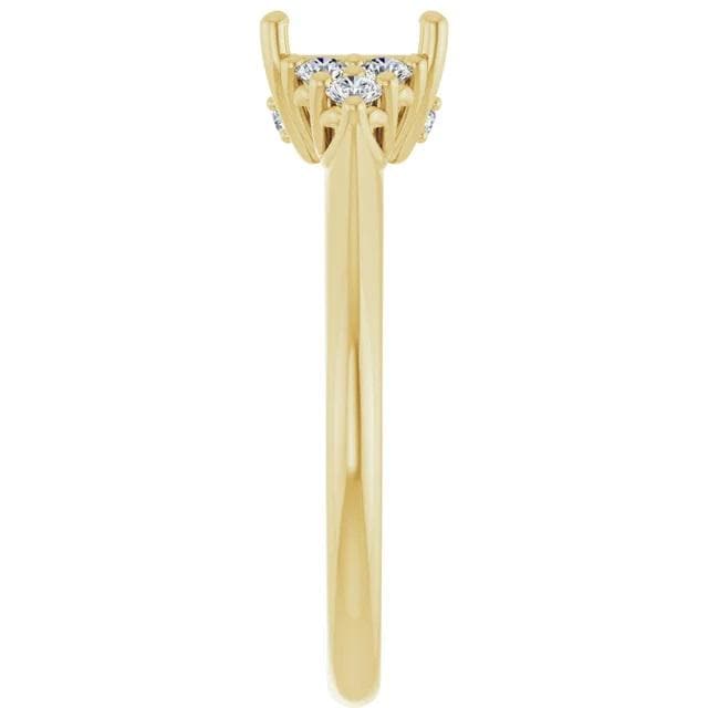 14K Oval 1/5 CTW Natural Diamond Semi-Set Engagement Ring available in yellow or white gold in 2 setting sizes.