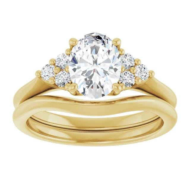 14K Oval 1/5 CTW Natural Diamond Semi-Set Engagement Ring available in yellow or white gold in 2 setting sizes.