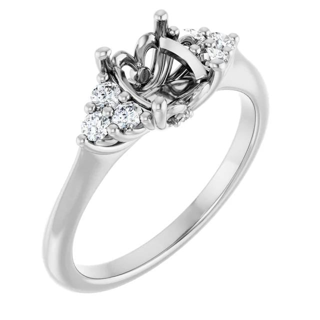 14K Oval 1/5 CTW Natural Diamond Semi-Set Engagement Ring available in yellow or white gold in 2 setting sizes.