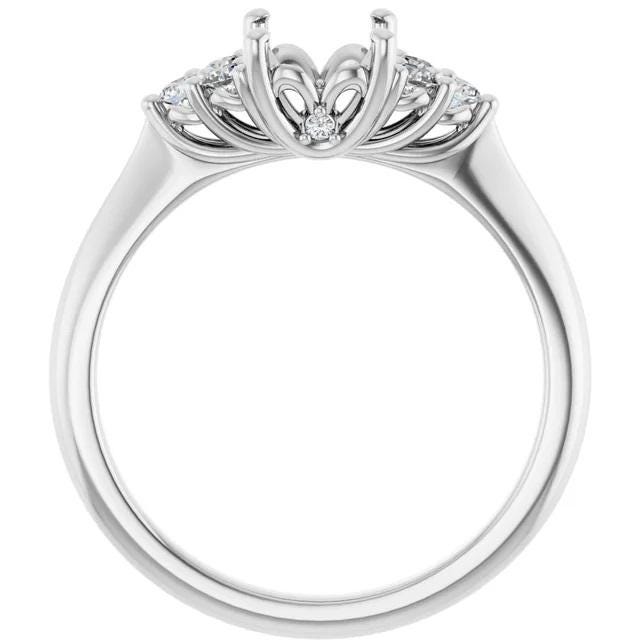 14K Oval 1/5 CTW Natural Diamond Semi-Set Engagement Ring available in yellow or white gold in 2 setting sizes.