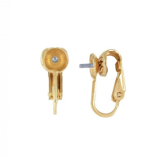 Pearl Ear Clip Findings in Gold Filled, Sterling Silver & 14k White Gold - Pair