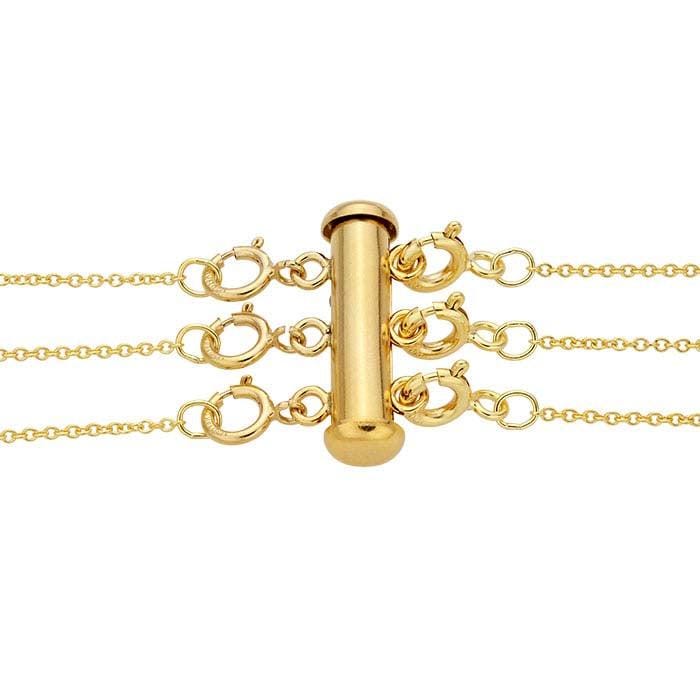 14/20 Yellow Gold-Filled Layering Clasp with Spring Rings for 2 or 3 strands,