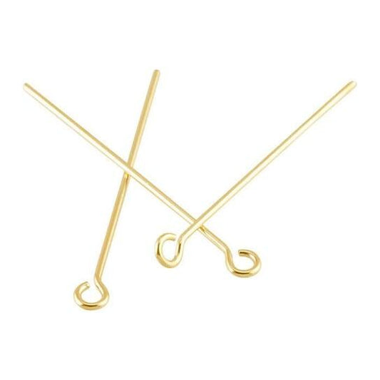 14k Yellow Gold-Filled 2" Eye Pin, 1/2-Hard, 10pcs., choose your size