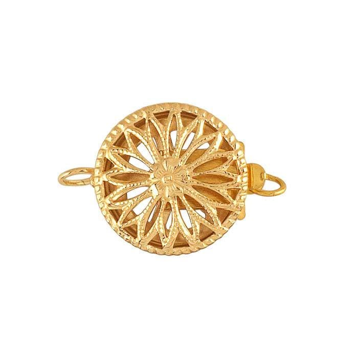 14/20 Yellow Gold-Filled 15.7mm Round Filigree Safety Clasp