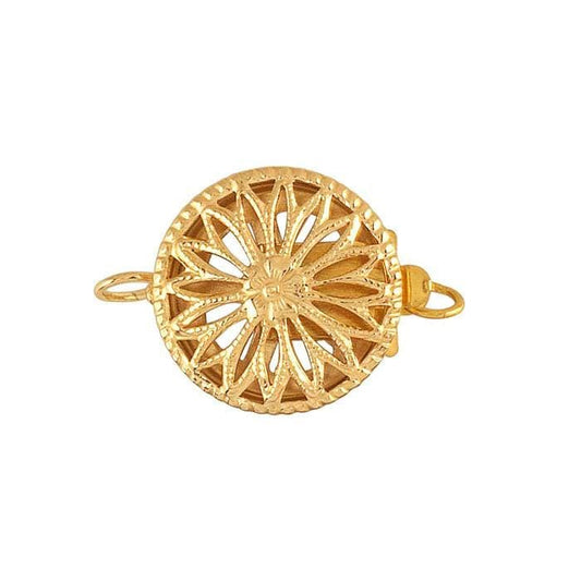 14/20 Yellow Gold-Filled 15.7mm Round Filigree Safety Clasp