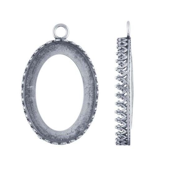 Sterling silver oval gallery wire bezel component mounting