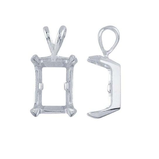 Sterling silver  octagon / emerald readyset pendant mounting, 4-prong