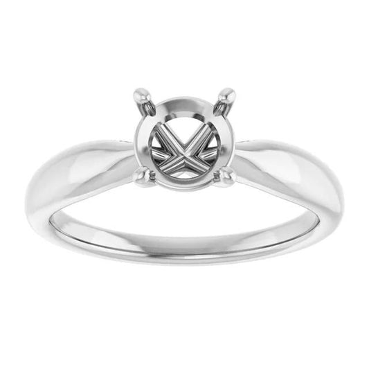 14K White or Yellow  6.5 mm Round Solitaire Engagement Ring Mounting, also available as custom size