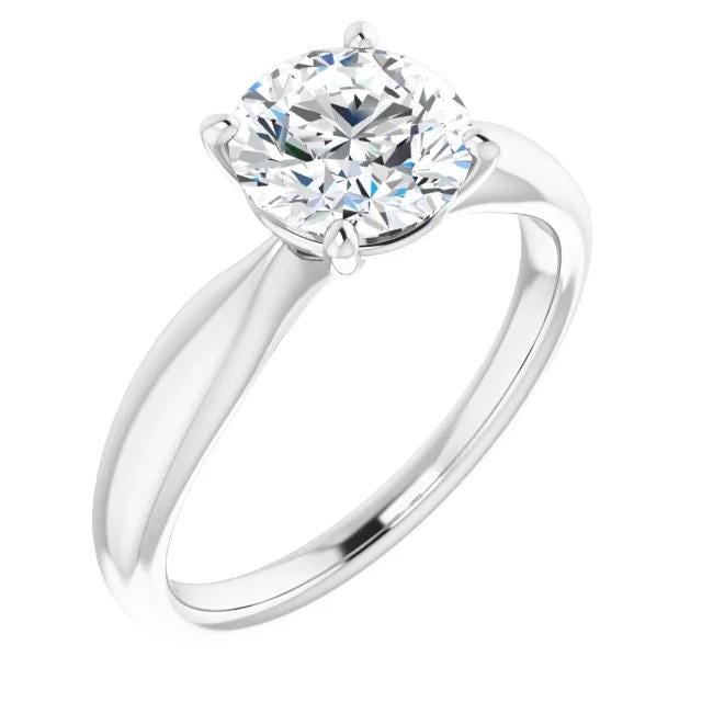 14K White or Yellow  6.5 mm Round Solitaire Engagement Ring Mounting, also available as custom size