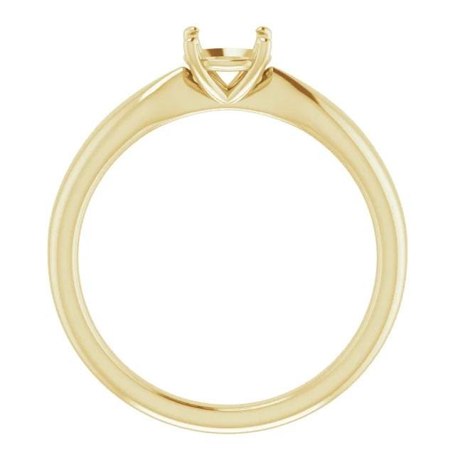 14K White or Yellow  6.5 mm Round Solitaire Engagement Ring Mounting, also available as custom size
