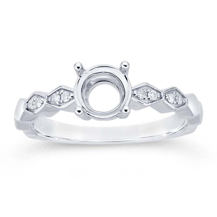 14K Yellow or White Gold 6.5mm Round Semi-Mount Engagement Ring Mounting