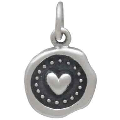 Sterling Silver Wax Seal Heart Charm 16x10mm