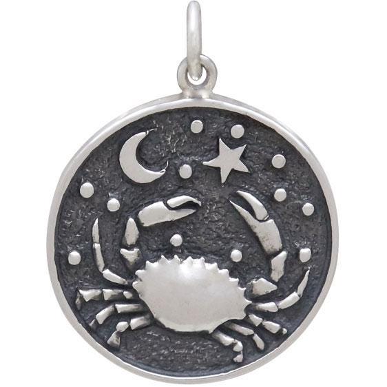 Sterling Silver Astrology Cancer Pendant 24x18mm