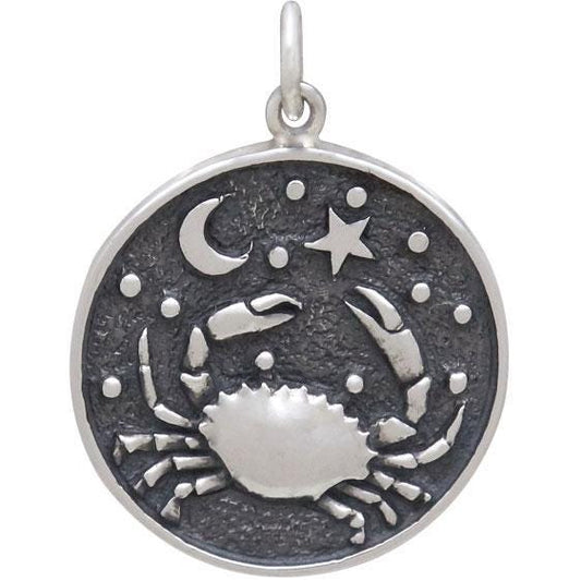 Sterling Silver Astrology Cancer Pendant 24x18mm