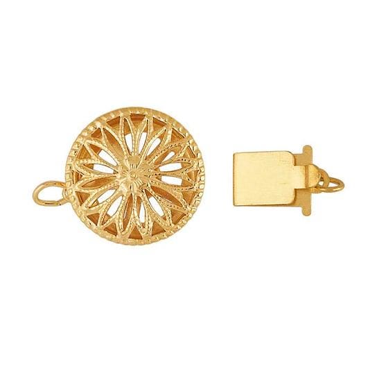 14/20 Yellow Gold-Filled 15.7mm Round Filigree Safety Clasp